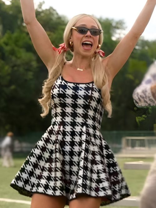 Juno Temple Houndstooth Mini Dress